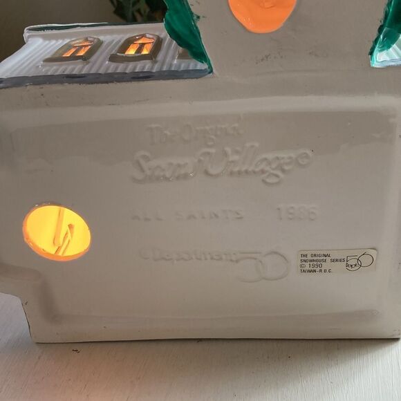 VTG Retired Department 56 “All Saints Church” Handpainted Ceramic Made in USA - Picture 12 of 16